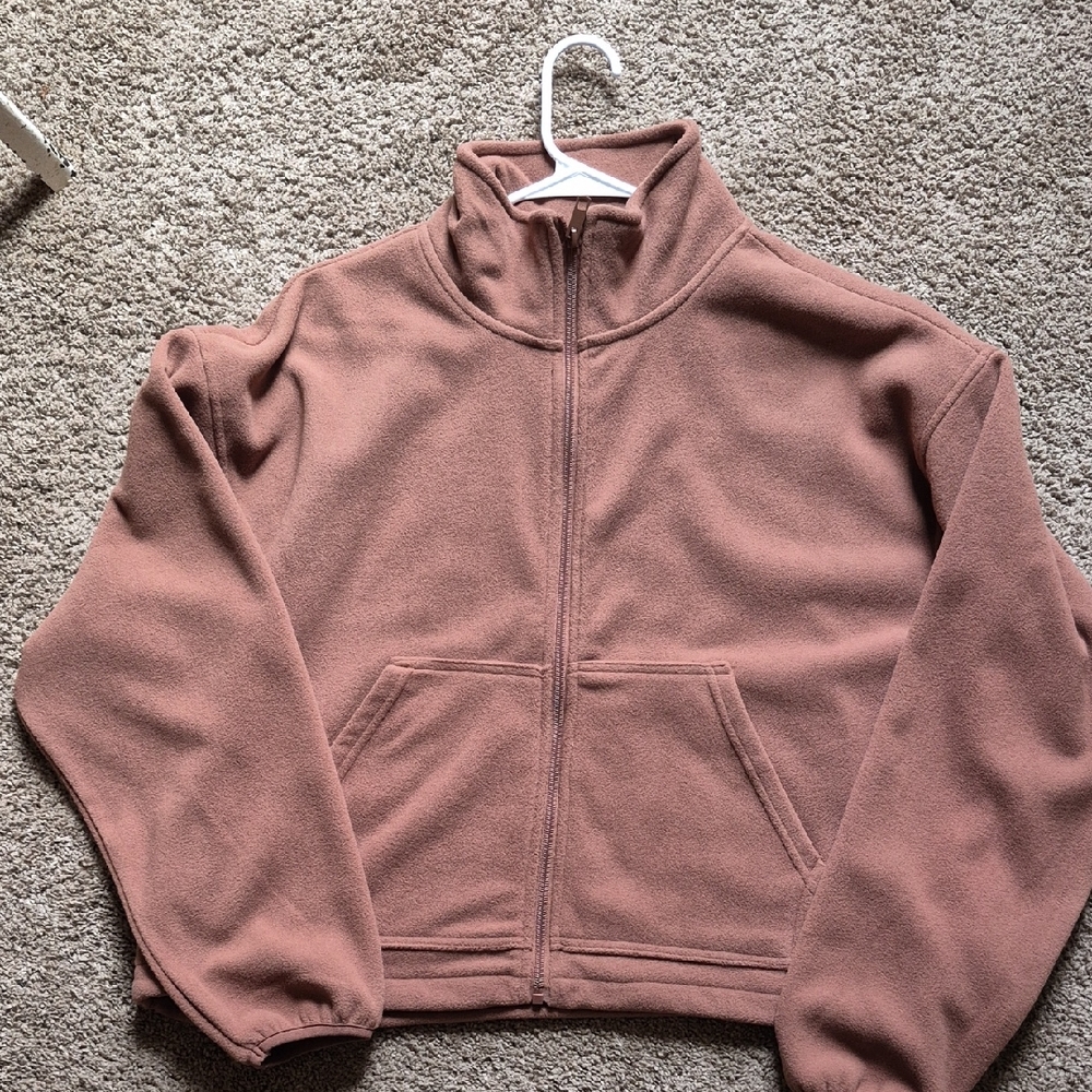 Cropped Funnelneck Fleece Jacket